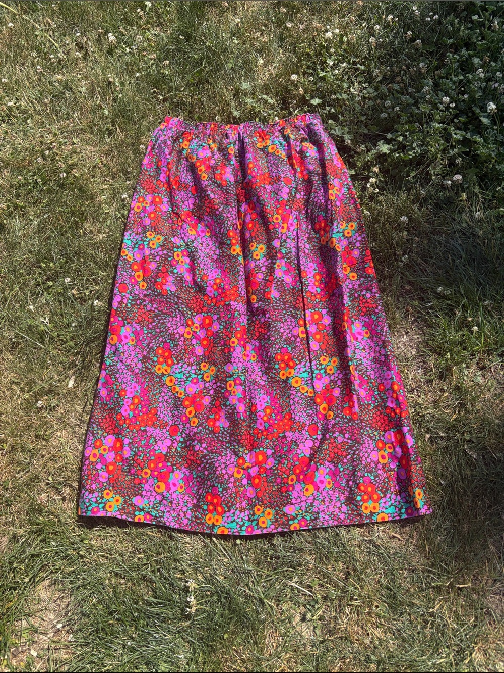 Floral Print Pink Midi Skirt